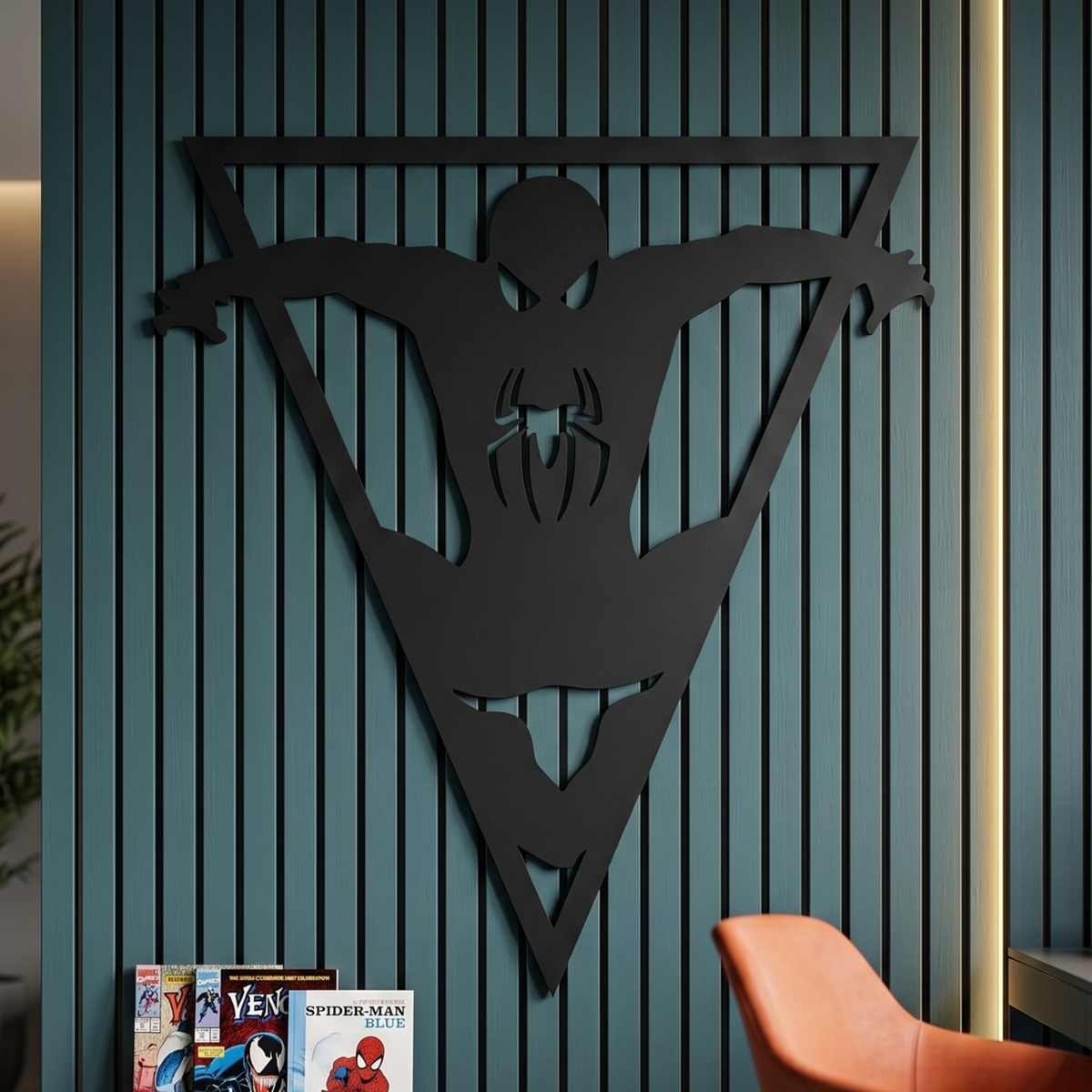 Spider-Man Triangle Silhouette Metal Wall Art, Unframed Sign