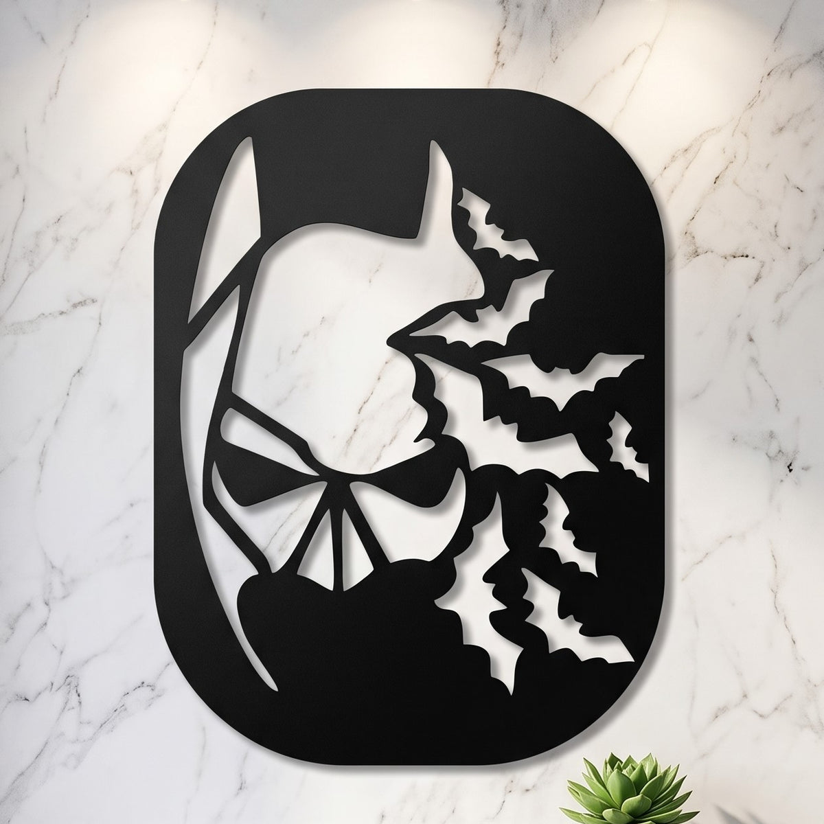 Batman Cowl and Bats Metal Wall Art, Unframed Sign