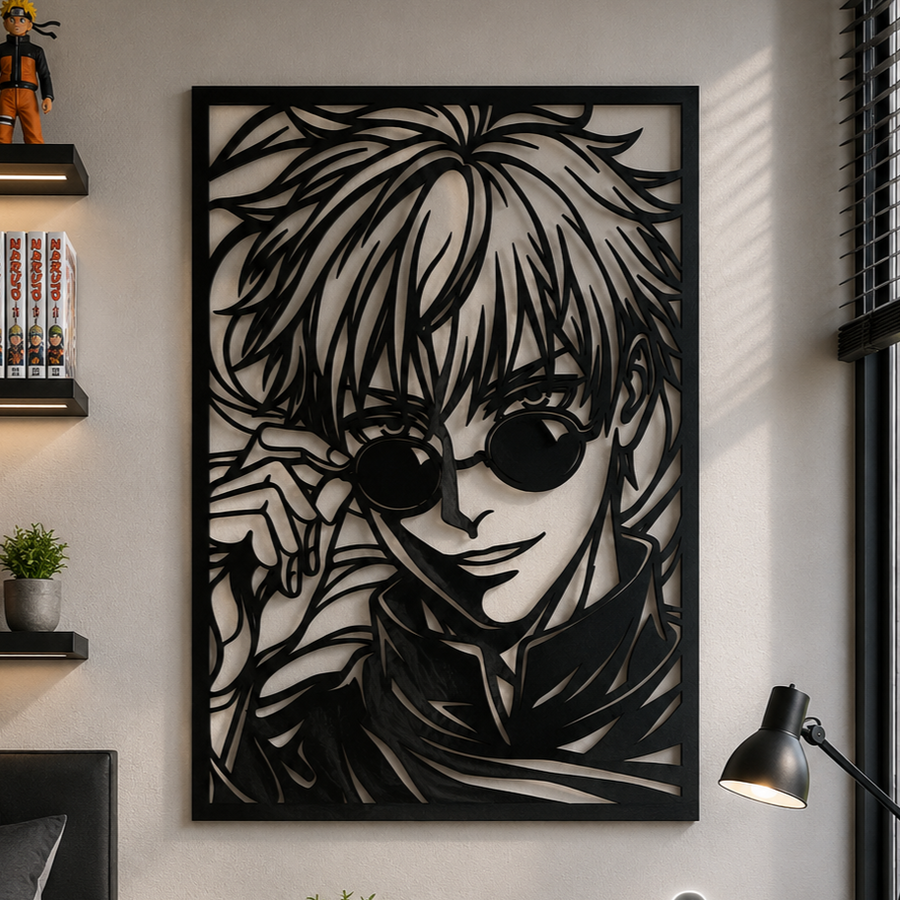Anime Boy Portrait Metal Wall Art, Framed Panel