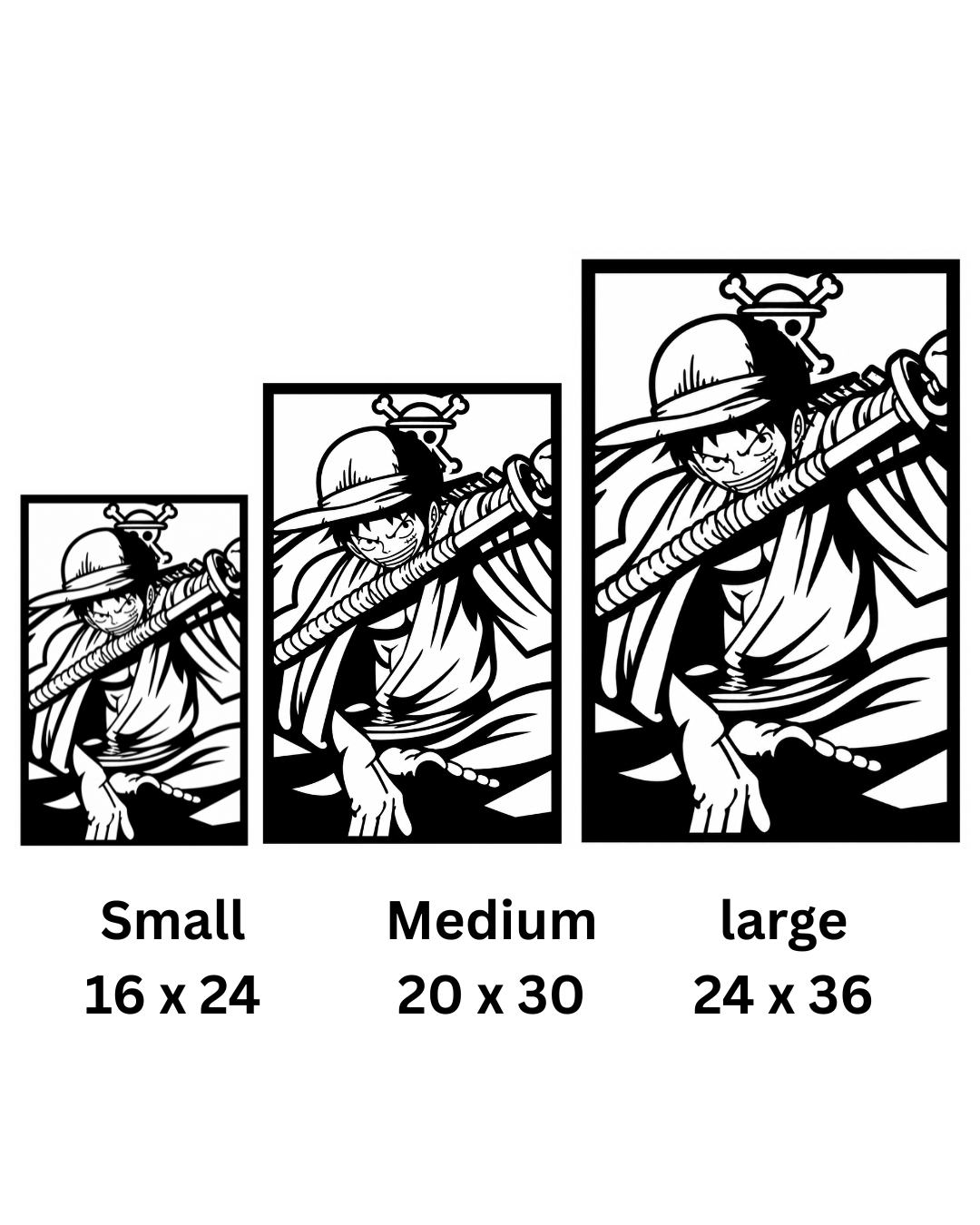 Monkey D. Luffy Silhouette Metal Wall Art, Unframed Sign