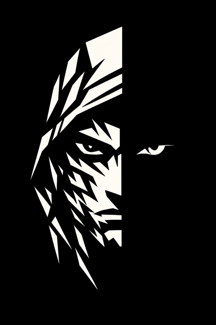 Fractured Warrior Profile Metal Wall Art, Solid Panel - flat art