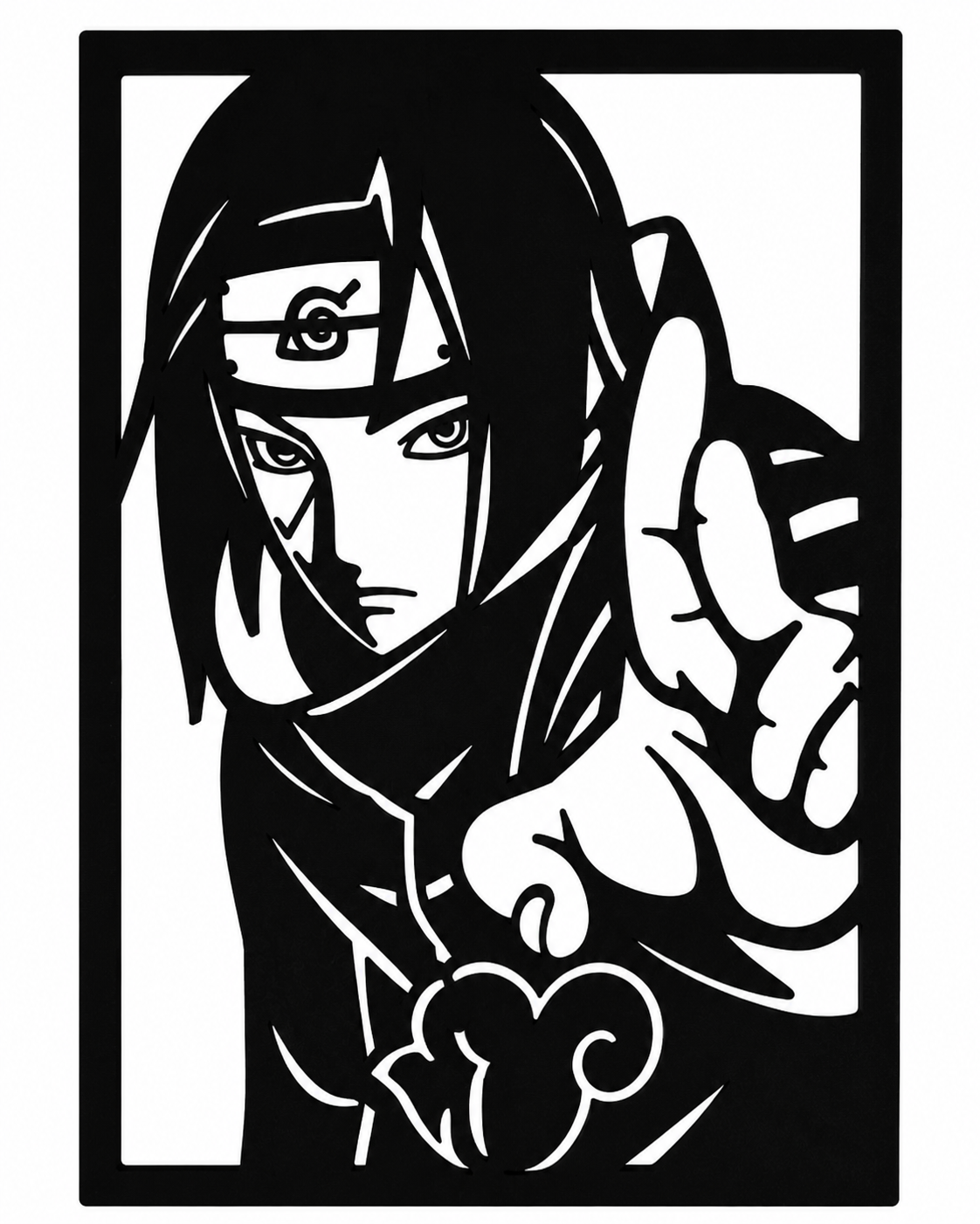 Itachi Uchiha Portrait Metal Wall Art, Framed Panel - flat art