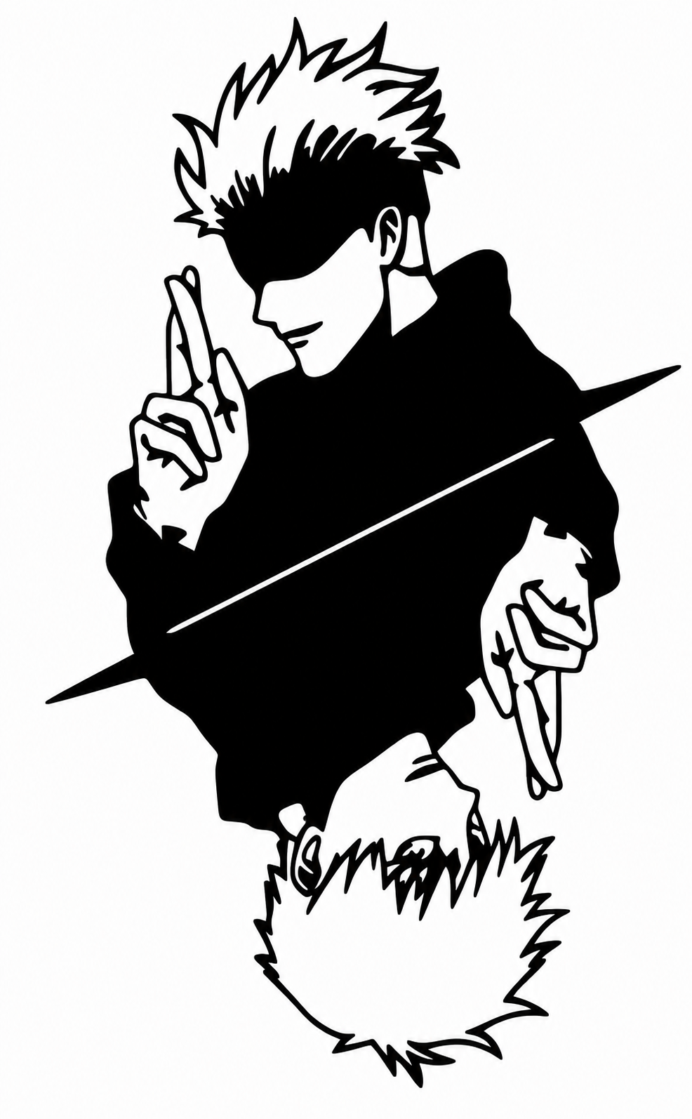 Anime Hero Gesture Portrait Metal Wall Art, Framed Panel - flat art