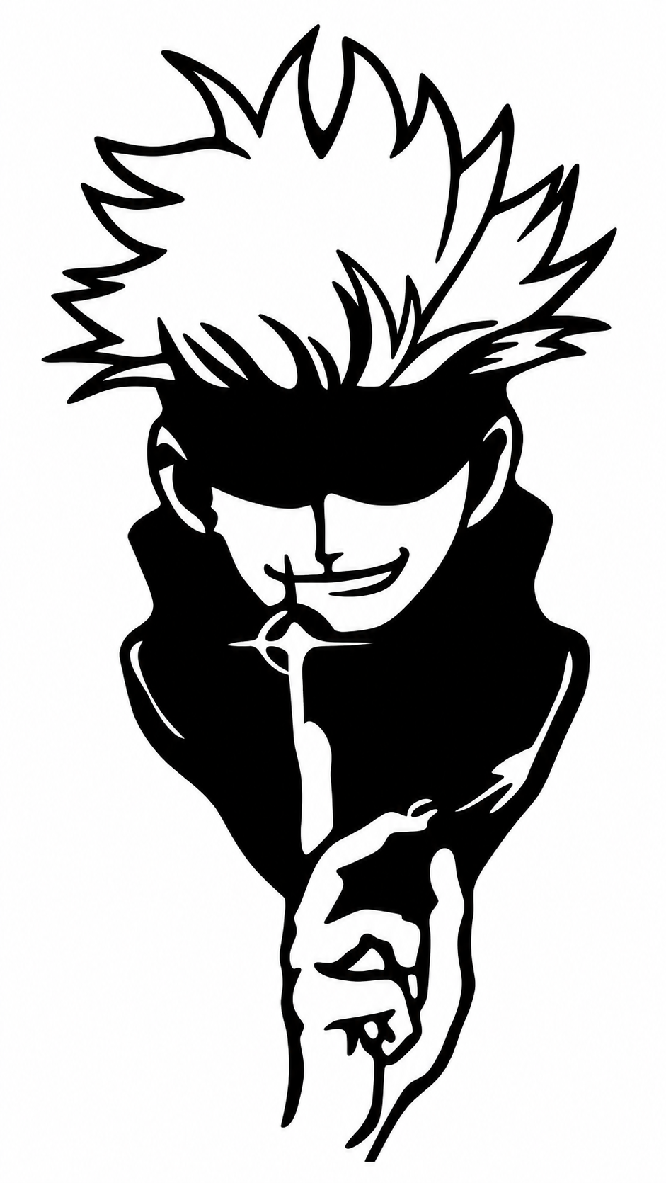 Anime Hero Silhouette Metal Wall Art, Unframed Sign - flat art