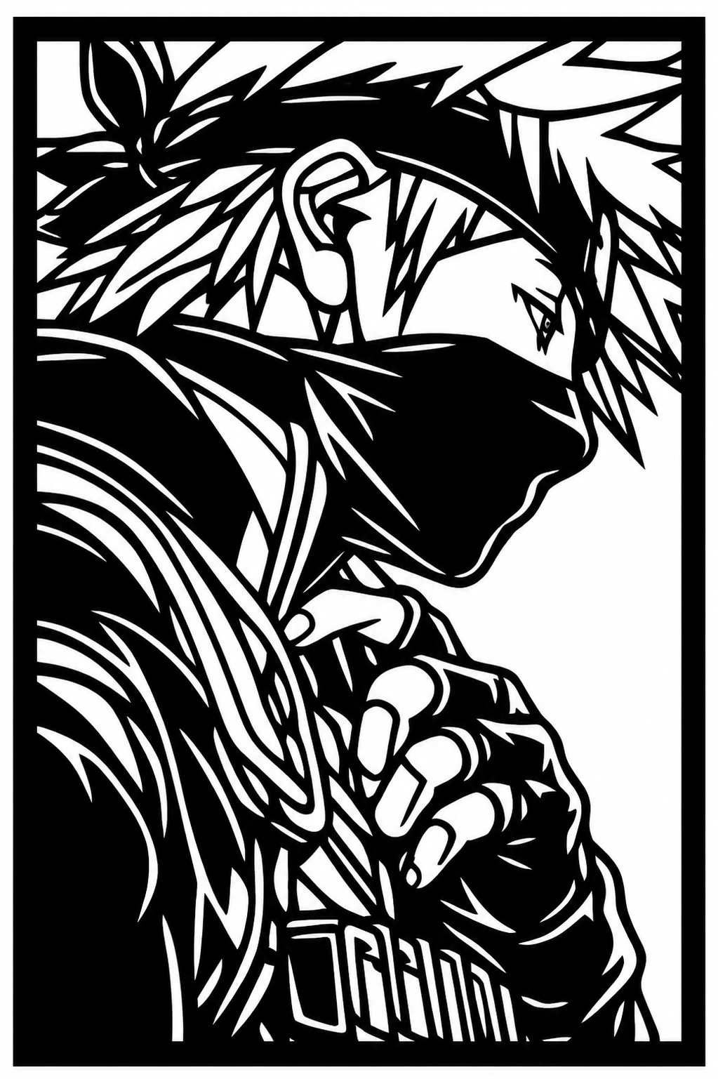 Kakashi Hatake Portrait Metal Wall Art, Framed Panel - flat art