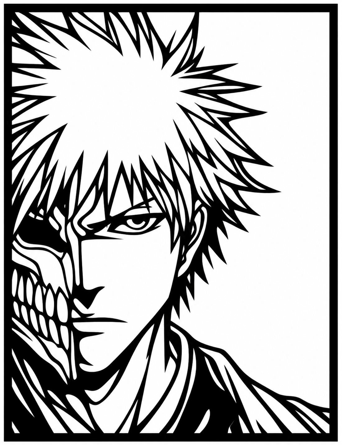 Ichigo Kurosaki Portrait Metal Wall Art, Framed Panel - flat art