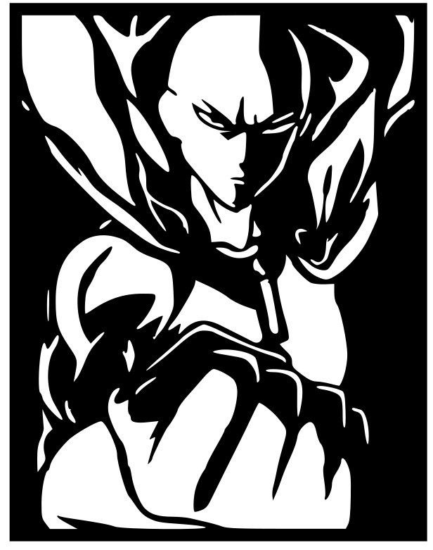 Saitama Portrait Metal Wall Art, Framed Panel - flat art