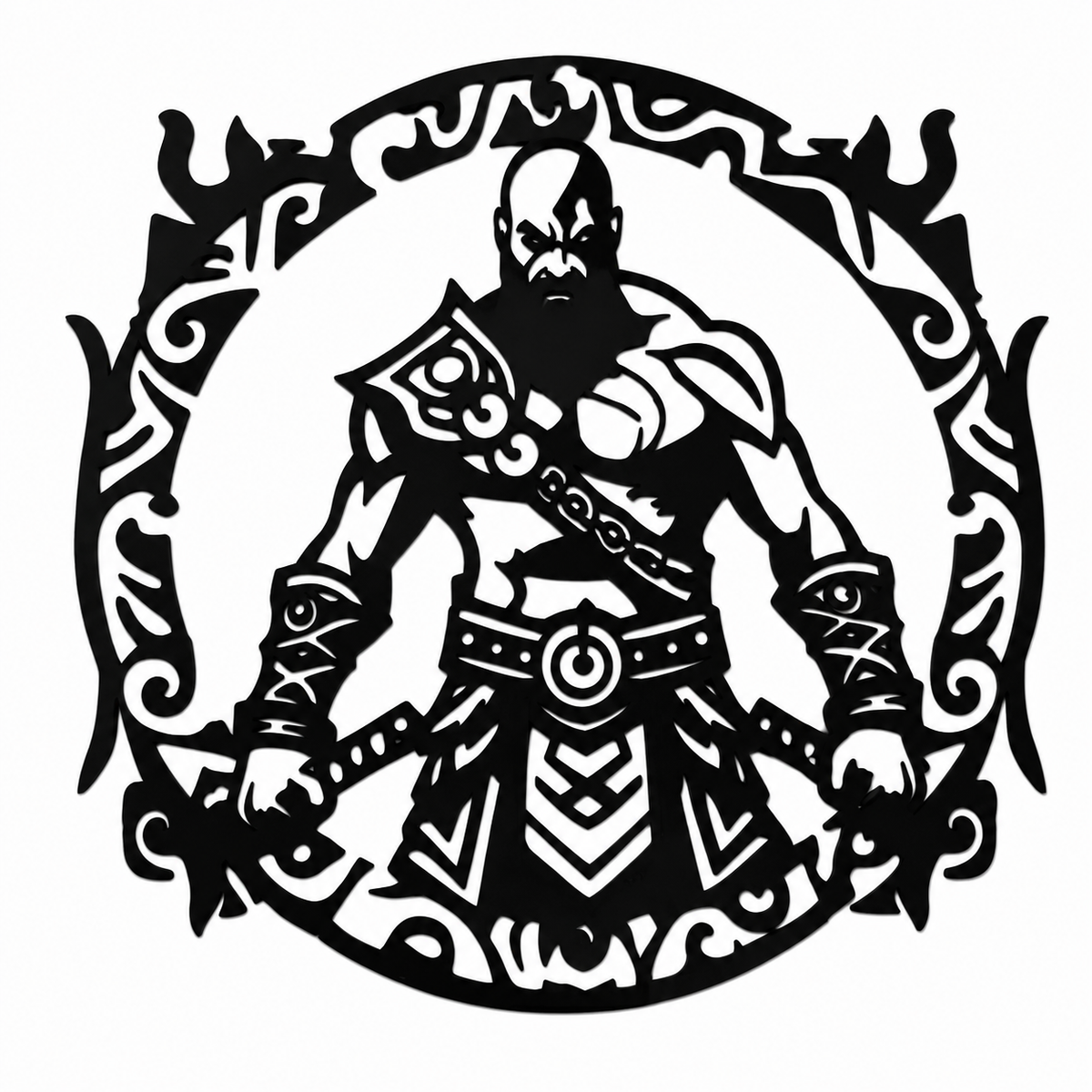 Kratos Medallion Metal Wall Art, Unframed Sign - flat art