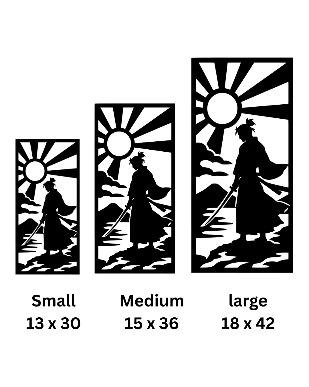 Samurai Sunrise Silhouette Metal Wall Art, Framed Panel
