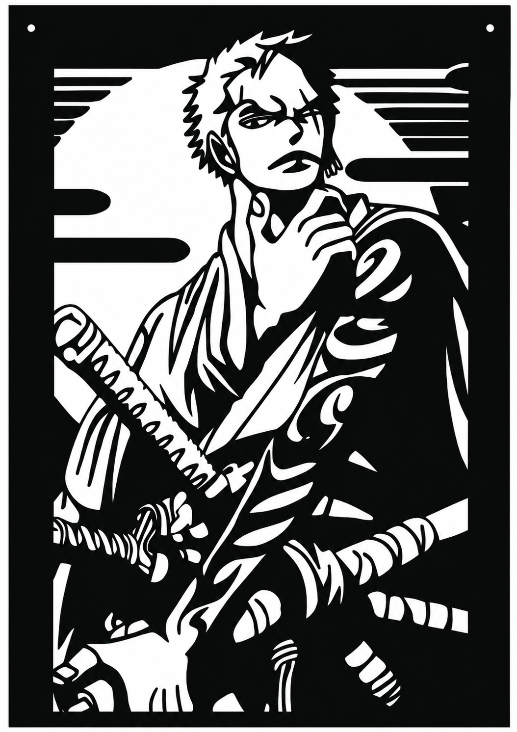 Ronin Swordsman Portrait Metal Wall Art, Framed Panel - flat art