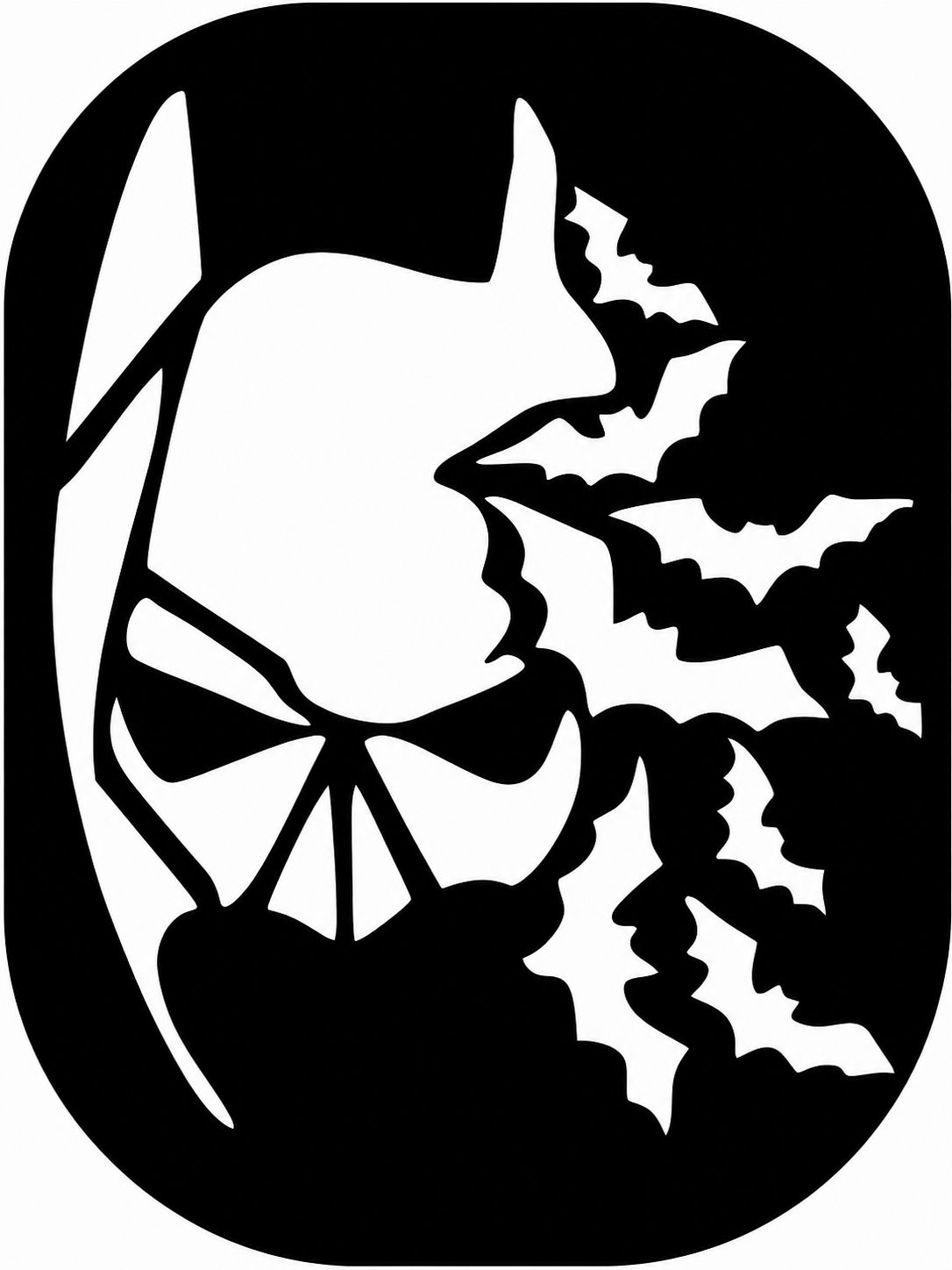 Batman Cowl and Bats Metal Wall Art, Unframed Sign - flat art