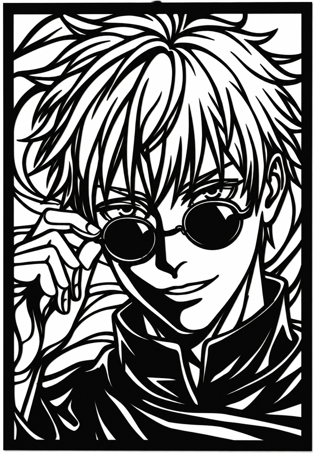 Anime Boy Portrait Metal Wall Art, Framed Panel - flat art