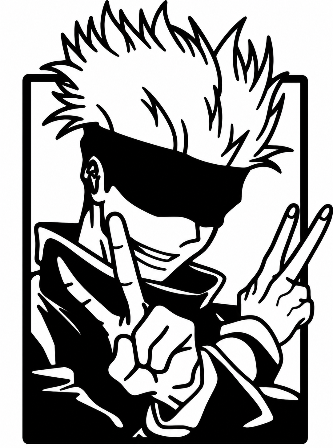 Anime Hero Peace Sign Metal Wall Art, Framed Panel - flat art