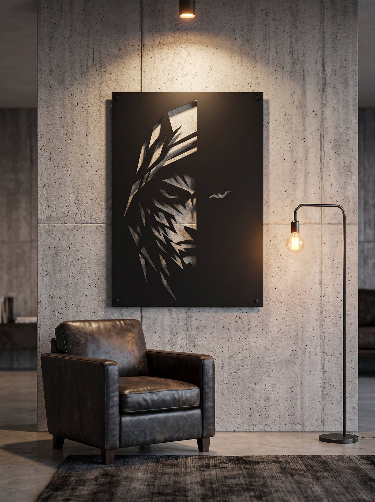 Fractured Warrior Profile Metal Wall Art, Solid Panel - lifestyle