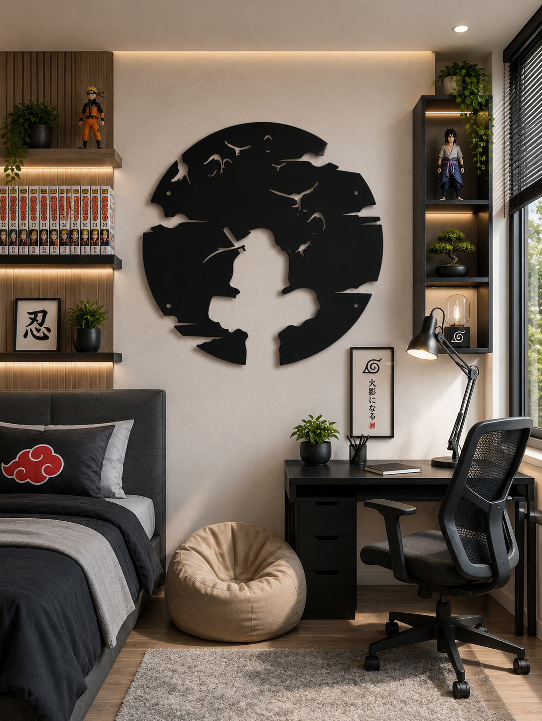 Ninja Silhouette Medallion Metal Wall Art, Unframed Sign - lifestyle
