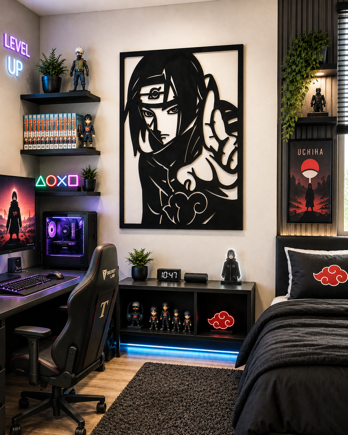 Itachi Uchiha Portrait Metal Wall Art, Framed Panel - lifestyle