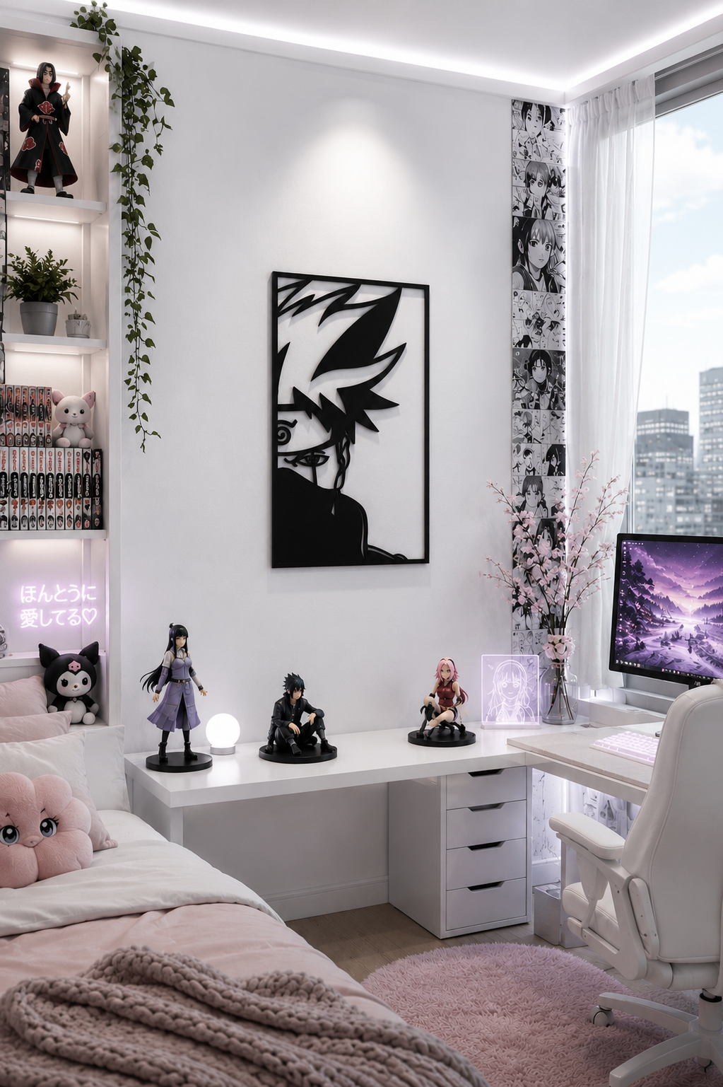 Anime Character Portrait Metal Wall Art, Framed Panel - lifestyle