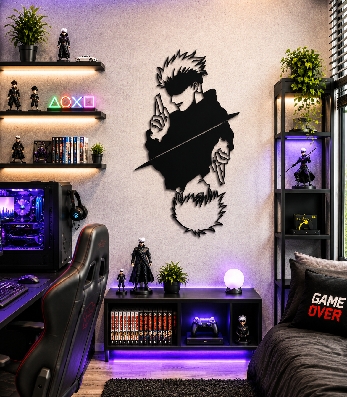 Anime Hero Gesture Portrait Metal Wall Art, Framed Panel - lifestyle