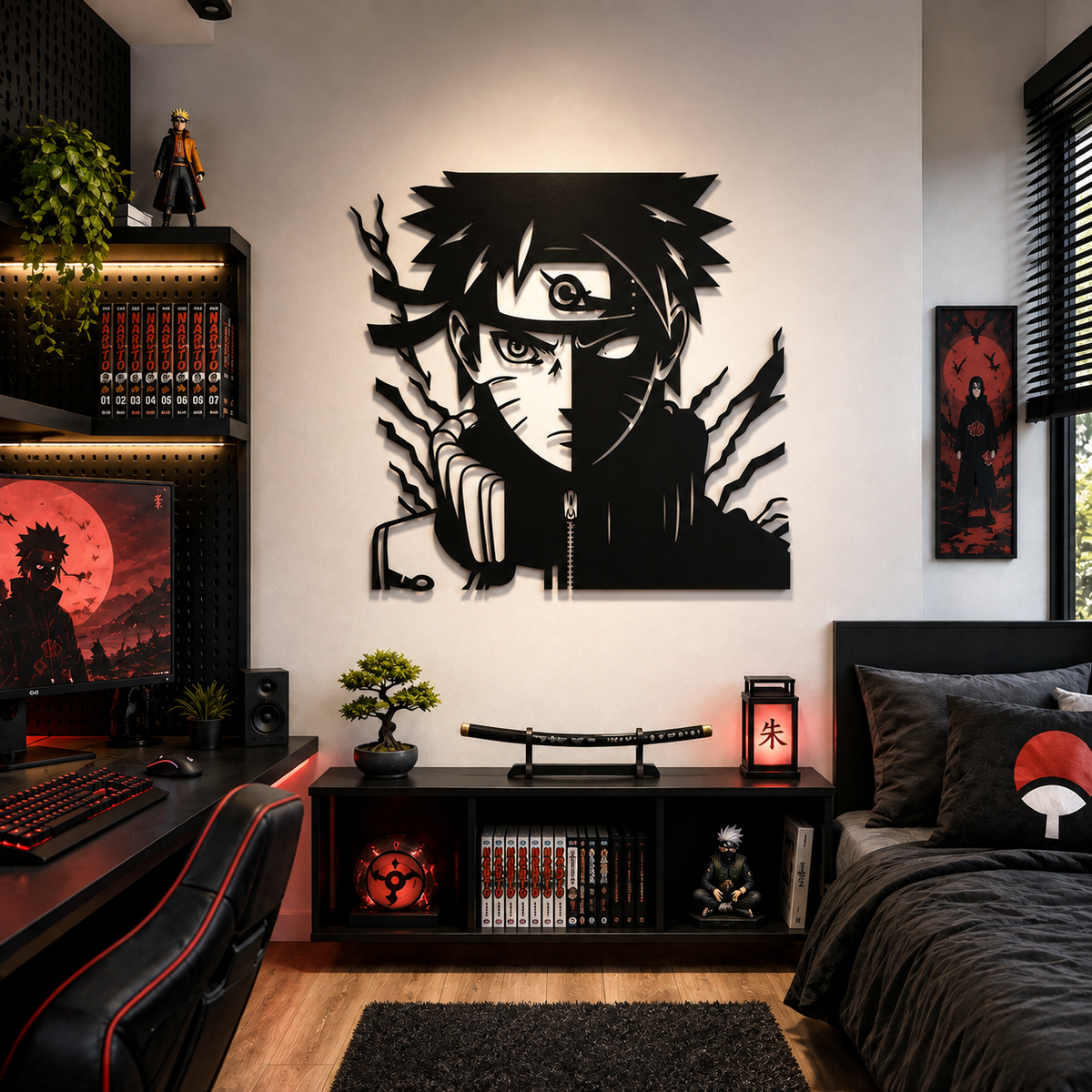 Obito Uchiha Split-Face Metal Wall Art, Framed Panel - lifestyle