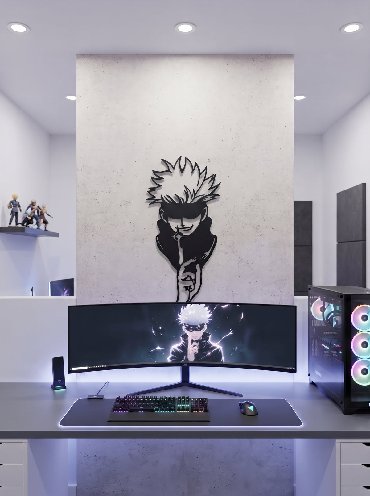 Anime Hero Silhouette Metal Wall Art, Unframed Sign - lifestyle