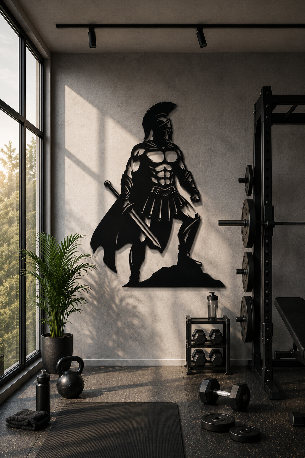 Spartan Warrior Metal Wall Art, Unframed Sign - lifestyle