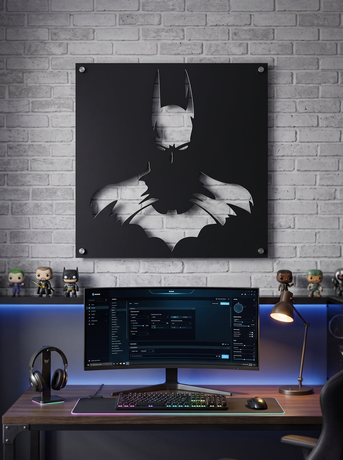 Batman Cowl Silhouette Metal Wall Art, Solid Panel - lifestyle