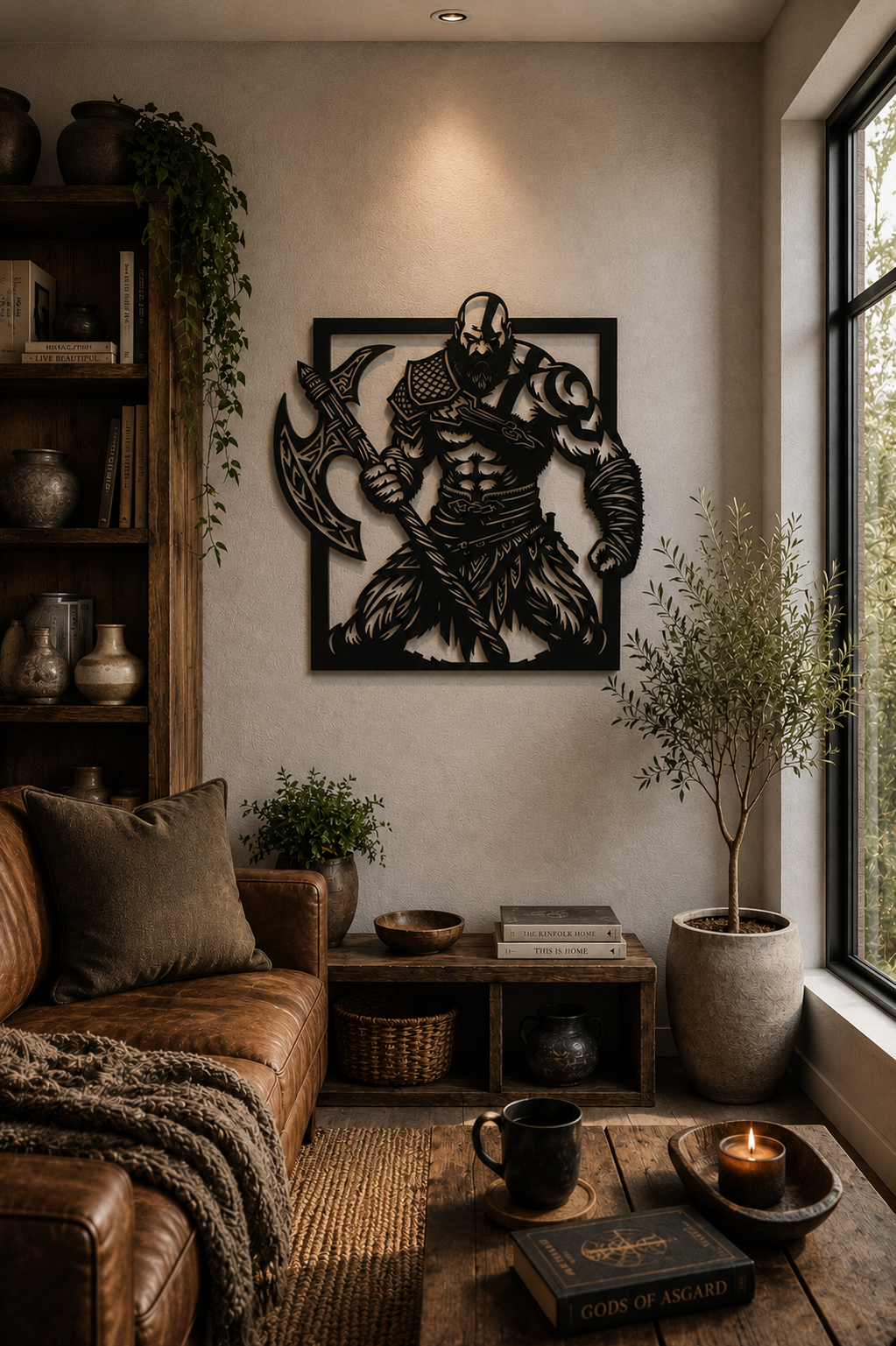 Kratos Battle Stance Metal Wall Art, Framed Panel - lifestyle
