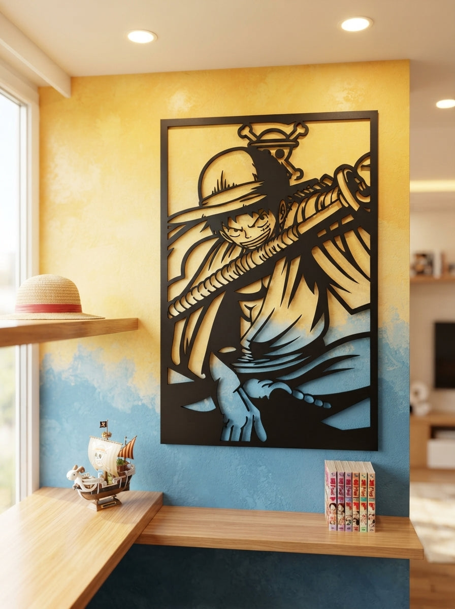 Monkey D. Luffy Silhouette Metal Wall Art, Unframed Sign - lifestyle