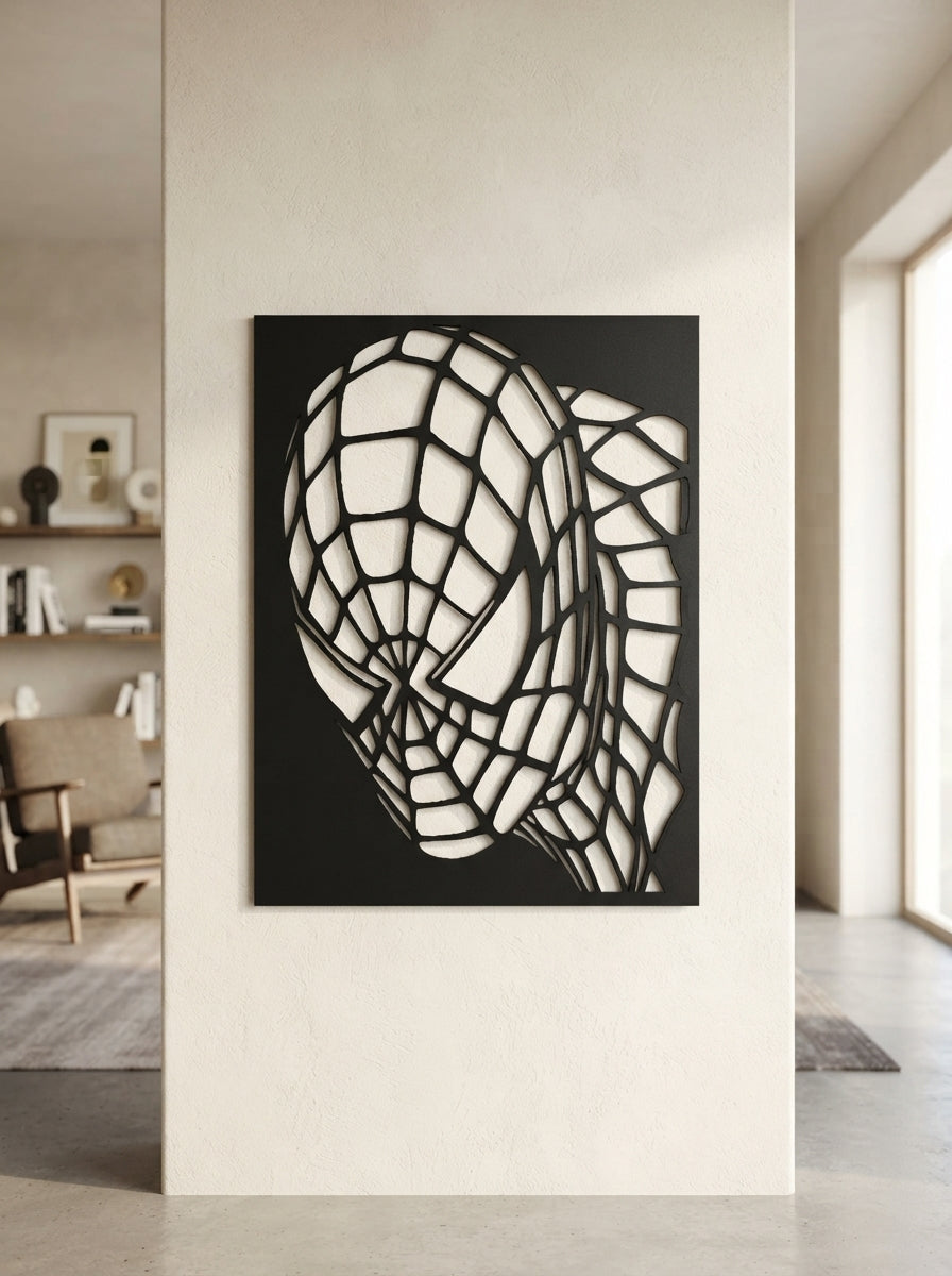 Spider-Man Mask Close-Up Metal Wall Art, Unframed Sign - lifestyle
