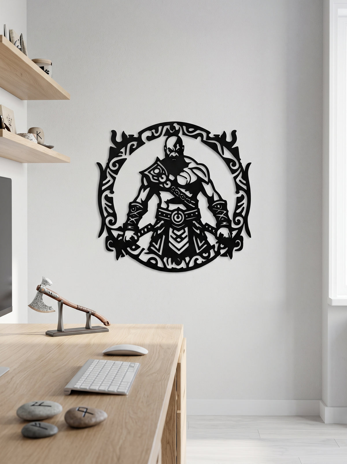 Kratos Medallion Metal Wall Art, Unframed Sign - lifestyle