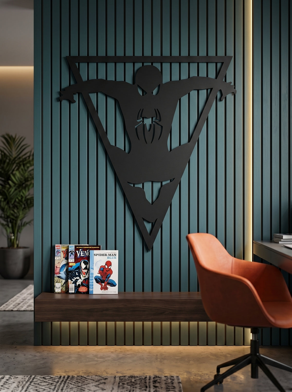 Spider-Man Triangle Silhouette Metal Wall Art, Unframed Sign - lifestyle