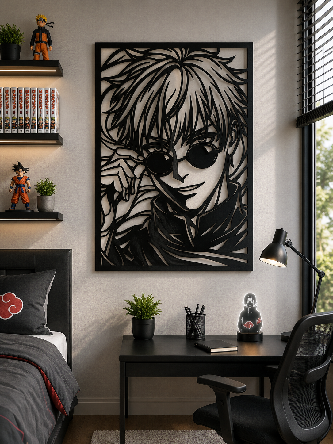 Anime Boy Portrait Metal Wall Art, Framed Panel - lifestyle
