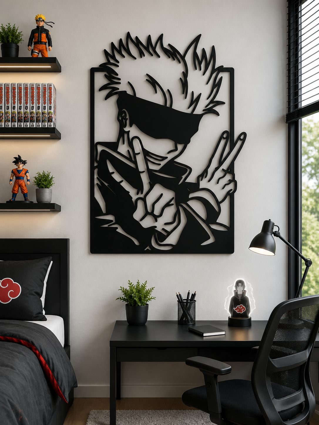 Anime Hero Peace Sign Metal Wall Art, Framed Panel - lifestyle