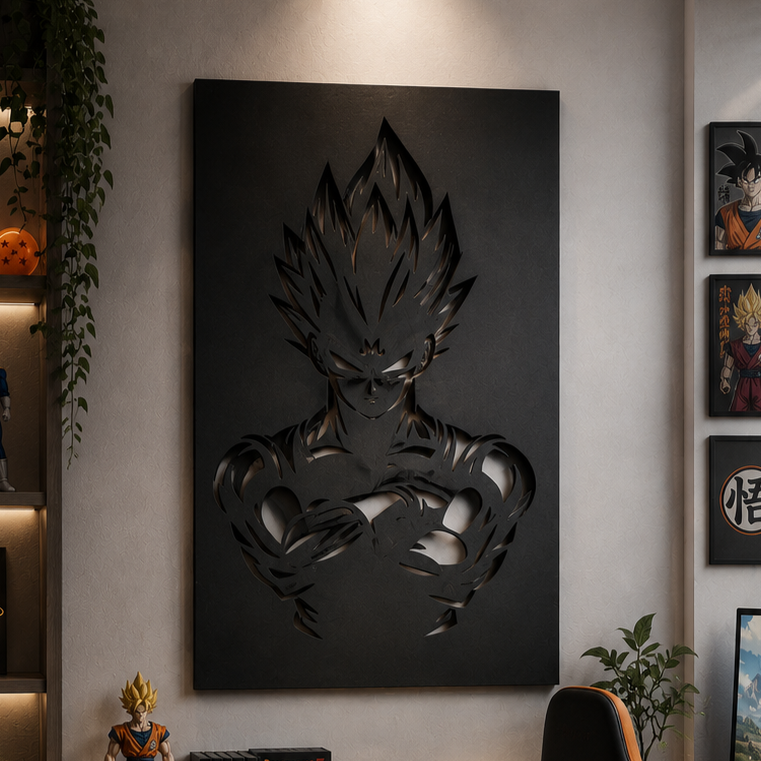 Vegeta Arms Crossed Metal Wall Art, Solid Panel