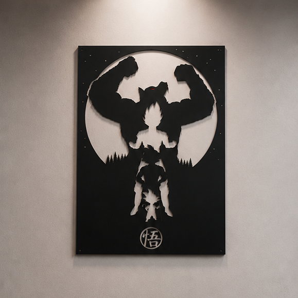 Goku Moonlit Silhouette Metal Wall Art, Framed Panel