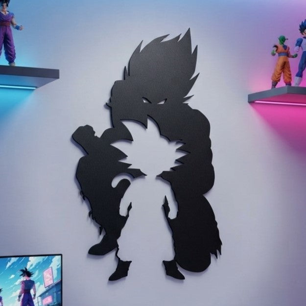 Goku and Vegeta Fusion Silhouette Metal Wall Art, Unframed Sign