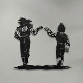 Goku and Vegeta Meeting Scene Metal Wall Art, Wide Panoramic Panel