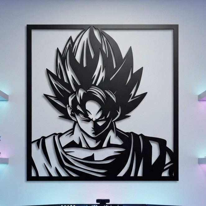 Super Saiyan Goku Portrait Metal Wall Art, Framed Panel