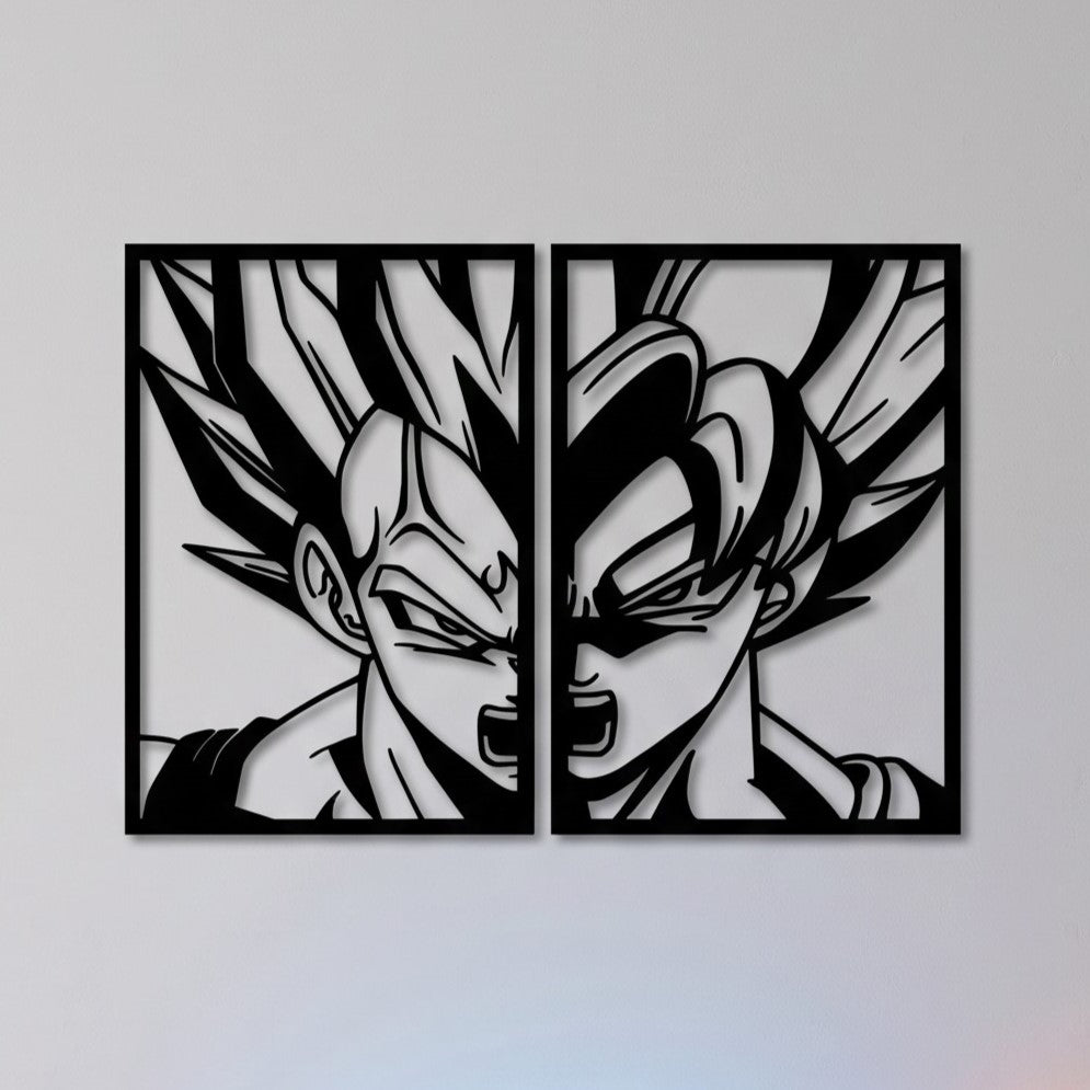 Vegeta and Gohan Rivalry Metal Wall Art, Split Panel