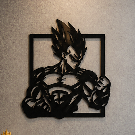 Vegeta Portrait Metal Wall Art, Framed Panel