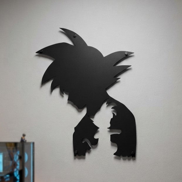 Goku Bowed Silhouette Metal Wall Art, Unframed Sign