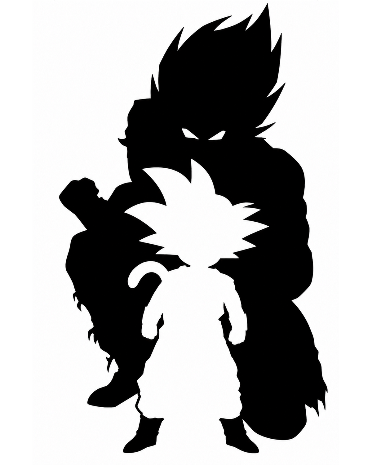 Goku and Vegeta Fusion Silhouette Metal Wall Art, Unframed Sign