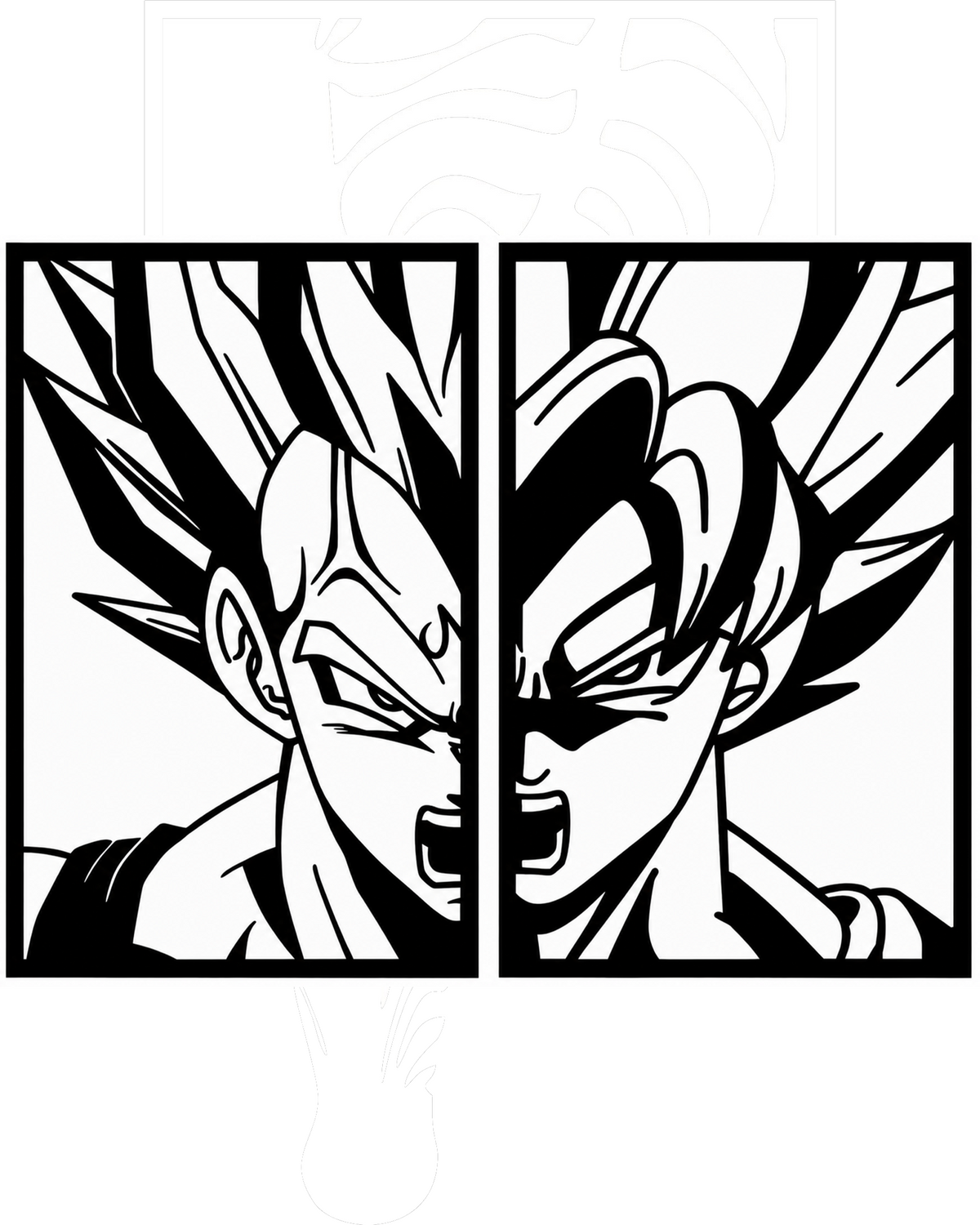 Vegeta and Gohan Rivalry Metal Wall Art, Split Panel