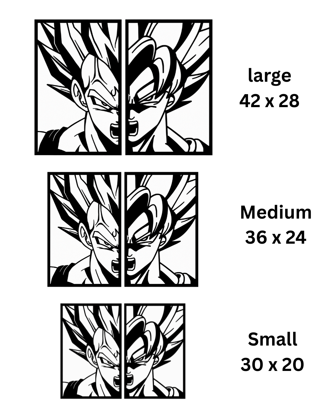 Vegeta and Gohan Rivalry Metal Wall Art, Split Panel