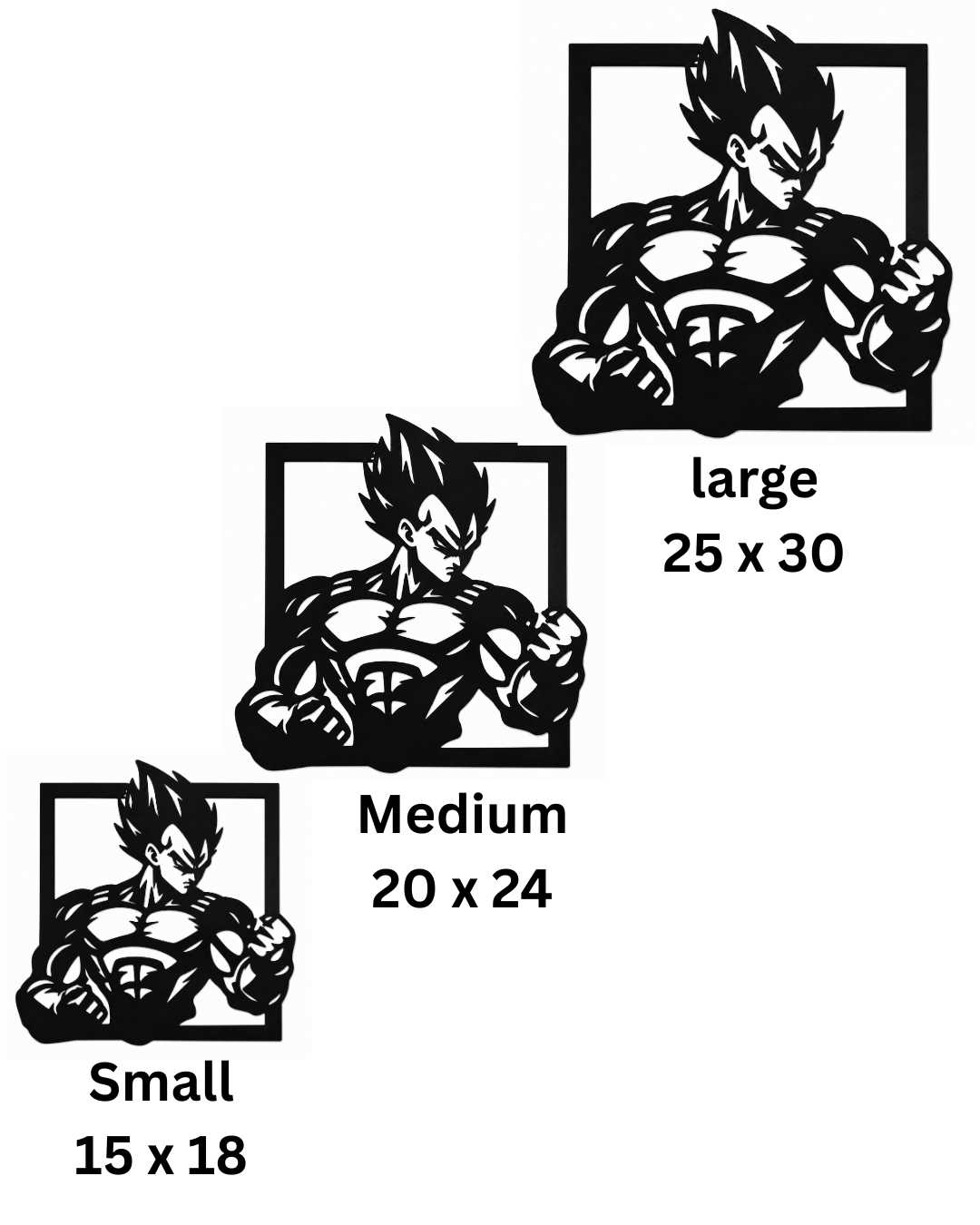 Vegeta Portrait Metal Wall Art, Framed Panel