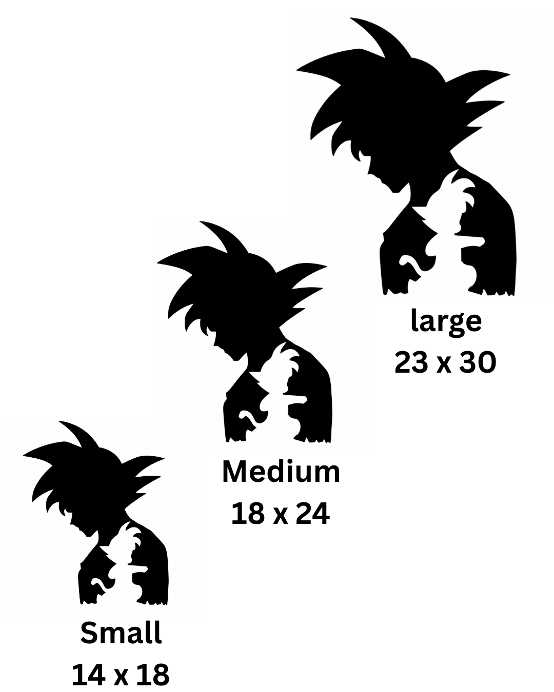 Goku Bowed Silhouette Metal Wall Art, Unframed Sign