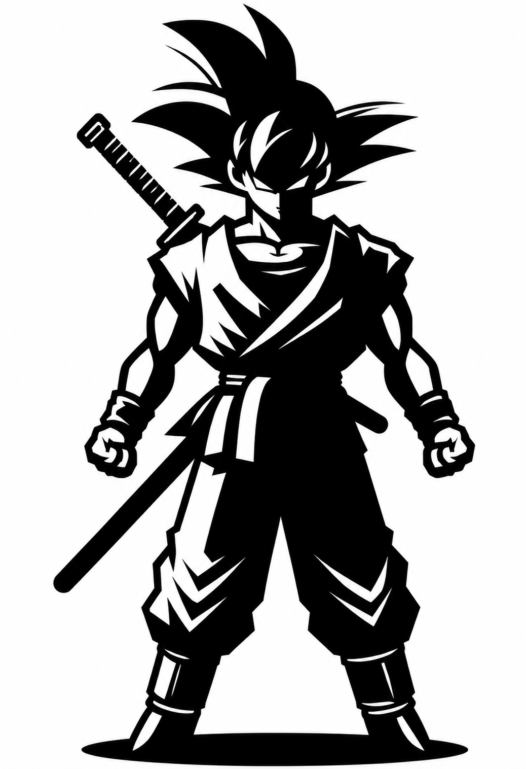 Goku Warrior Stance Metal Wall Art, Unframed Sign - flat art