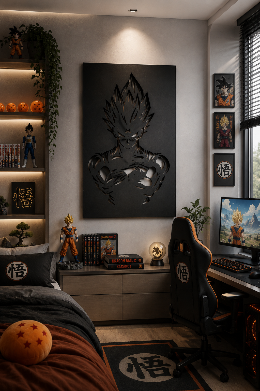 Vegeta Arms Crossed Metal Wall Art, Solid Panel - lifestyle