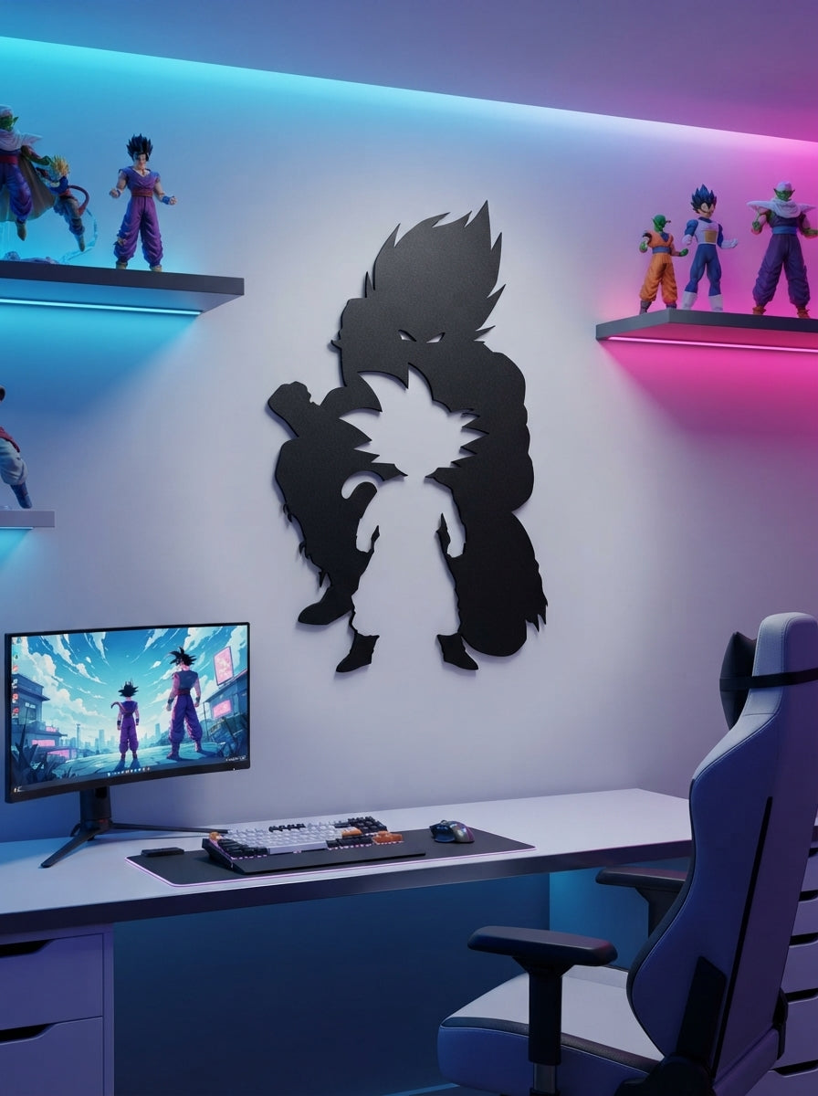 Goku and Vegeta Fusion Silhouette Metal Wall Art, Unframed Sign - lifestyle