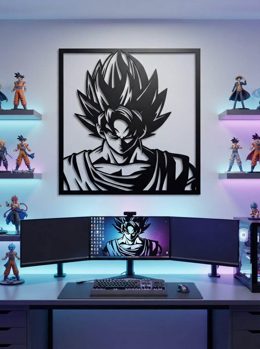 Super Saiyan Goku Portrait Metal Wall Art, Framed Panel - lifestyle